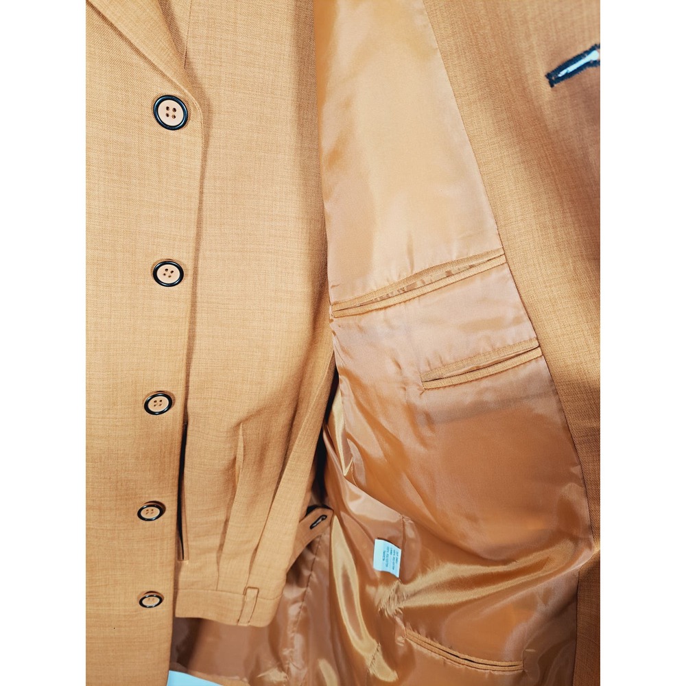 Alberto Celini Hand Tailored 2 Piece Polyester Suit Rust/Orange Big & Tall - Picture 3 of 6